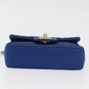 CHANEL Chain Mini Matelasse 17 Shoulder Bag Satin Blue Gold CC Auth 179045-5