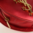 SAINT LAURENT Love Heart Chain Shoulder Bag Leather Red Gold Auth 179049V-10