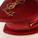 SAINT LAURENT Love Heart Chain Shoulder Bag Leather Red Gold Auth 179049V-11