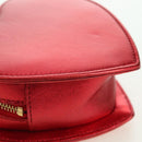 SAINT LAURENT Love Heart Chain Shoulder Bag Leather Red Gold Auth 179049V-12