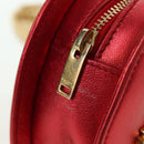 SAINT LAURENT Love Heart Chain Shoulder Bag Leather Red Gold Auth 179049V-15