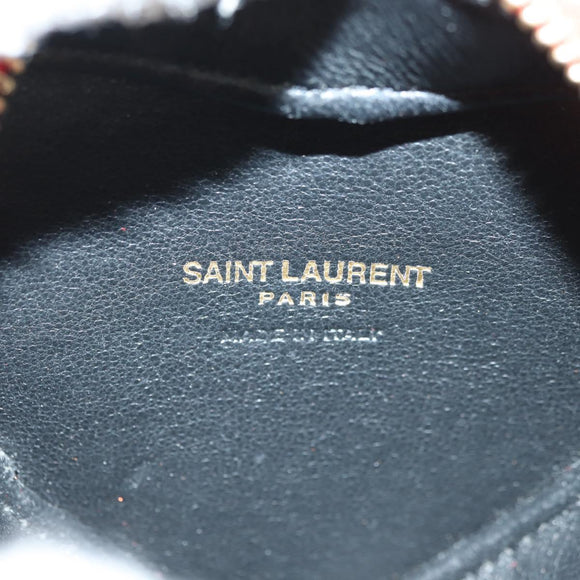 SAINT LAURENT Love Heart Chain Shoulder Bag Leather Red Gold Auth 179049V