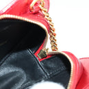 SAINT LAURENT Love Heart Chain Shoulder Bag Leather Red Gold Auth 179049V-18