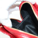 SAINT LAURENT Love Heart Chain Shoulder Bag Leather Red Gold Auth 179049V-19