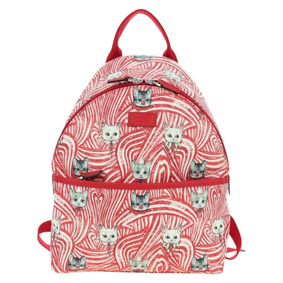 GUCCI Kinder Higuchi Yuko Rucksack PVC Silber Rot 271327 Original 179050SAM
