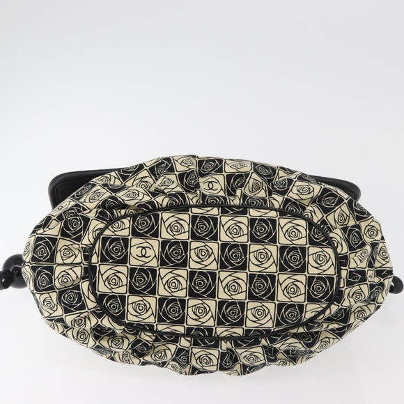CHANEL Camelia Tote Bag Canvas Black Silver CC Auth 179051SAV