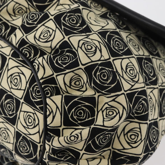 CHANEL Camelia Tote Bag Canvas Black Silver CC Auth 179051SAV