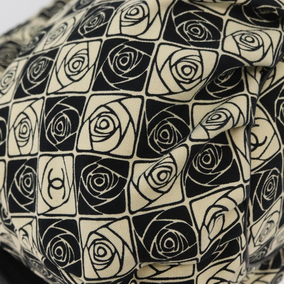 CHANEL Camelia Tote Bag Canvas Black Silver CC Auth 179051SAV