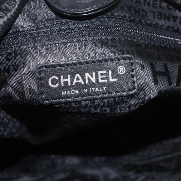 CHANEL Camelia Tote Bag Canvas Black Silver CC Auth 179051SAV