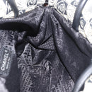CHANEL Camelia Tote Bag Canvas Black Silver CC Auth 179051SAV-21