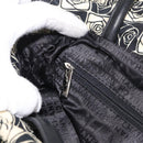 CHANEL Camelia Tote Bag Canvas Black Silver CC Auth 179051SAV-23