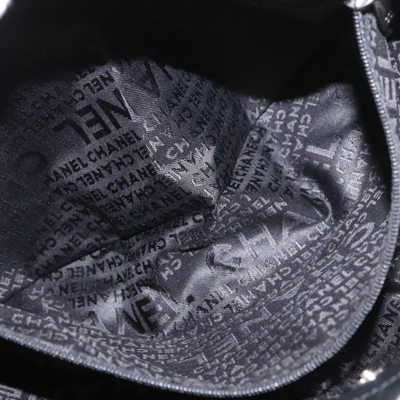CHANEL Camelia Tote Bag Canvas Black Silver CC Auth 179051SAV