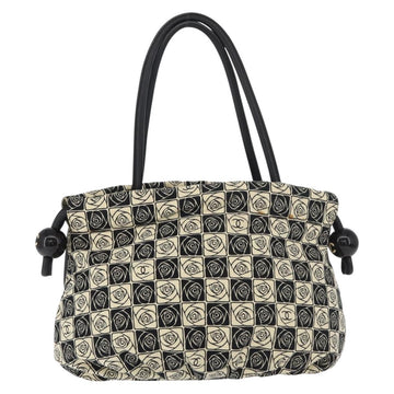 CHANEL Camelia Tote Bag Canvas Black Silver CC Auth 179051SAV - 0
