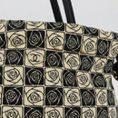CHANEL Camelia Tote Bag Canvas Black Silver CC Auth 179051SAV-3