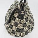 CHANEL Camelia Tote Bag Canvas Black Silver CC Auth 179051SAV-4