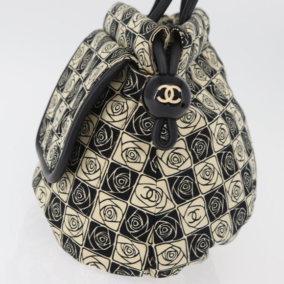 CHANEL Camelia Tote Bag Canvas Black Silver CC Auth 179051SAV