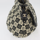 CHANEL Camelia Tote Bag Canvas Black Silver CC Auth 179051SAV-5