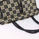 CHANEL Camelia Tote Bag Canvas Black Silver CC Auth 179051SAV-7