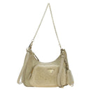 PRADA Chain Shoulder Bag Nylon 3way Beige Gold Auth 179052V-1