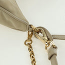 PRADA Chain Shoulder Bag Nylon 3way Beige Gold Auth 179052V-13