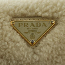 PRADA Chain Shoulder Bag Nylon 3way Beige Gold Auth 179052V-21