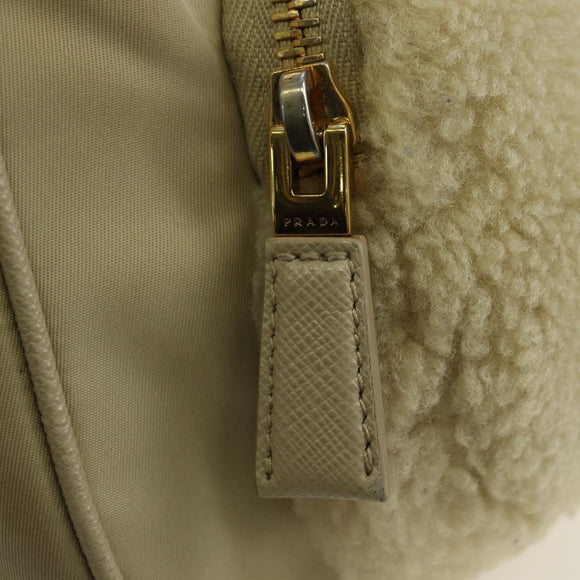 PRADA Chain Shoulder Bag Nylon 3way Beige Gold Auth 179052V