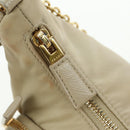 PRADA Chain Shoulder Bag Nylon 3way Beige Gold Auth 179052V-25