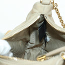 PRADA Chain Shoulder Bag Nylon 3way Beige Gold Auth 179052V-28