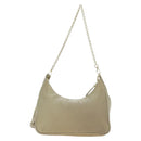 PRADA Chain Shoulder Bag Nylon 3way Beige Gold Auth 179052V-3