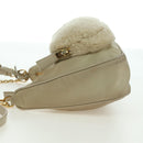 PRADA Chain Shoulder Bag Nylon 3way Beige Gold Auth 179052V-4