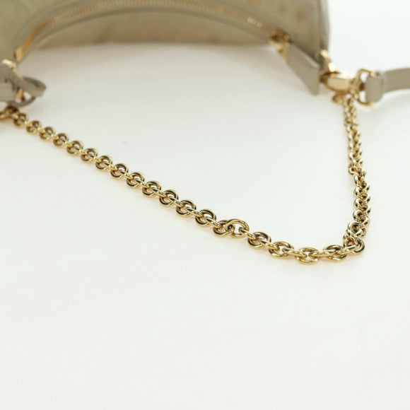 PRADA Chain Shoulder Bag Nylon 3way Beige Gold Auth 179052V