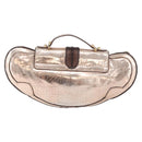 FENDI Hand Bag Patent leather Bronze Gold Auth 179053A-2