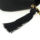 CHANEL Half Moon Chain Shoulder Bag Satin Black Gold CC Auth 179055SAV-19