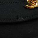 CHANEL Half Moon Chain Shoulder Bag Satin Black Gold CC Auth 179055SAV-8