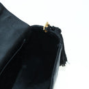CHANEL Half Moon Chain Shoulder Bag Satin Black Gold CC Auth 179055SAV-24