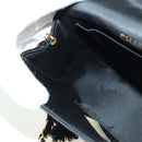 CHANEL Half Moon Chain Shoulder Bag Satin Black Gold CC Auth 179055SAV-25