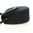 CHANEL Half Moon Chain Shoulder Bag Satin Black Gold CC Auth 179055SAV-3
