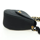 CHANEL Half Moon Chain Shoulder Bag Satin Black Gold CC Auth 179055SAV-4