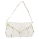 CELINE Shoulder Bag Leather Gold White Auth 179057-1