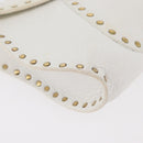 CELINE Shoulder Bag Leather Gold White Auth 179057-9
