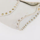 CELINE Shoulder Bag Leather Gold White Auth 179057-14