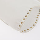 CELINE Shoulder Bag Leather Gold White Auth 179057-16