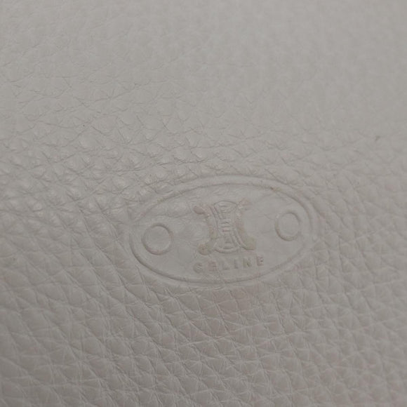 CELINE Shoulder Bag Leather Gold White Auth 179057