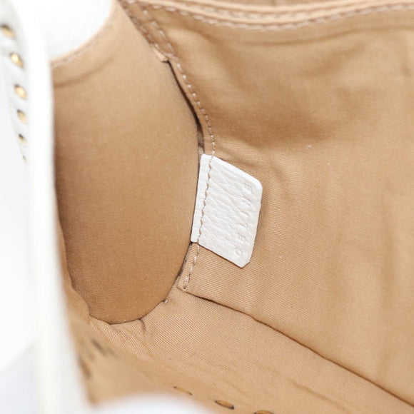 CELINE Shoulder Bag Leather Gold White Auth 179057