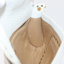 CELINE Shoulder Bag Leather Gold White Auth 179057-22