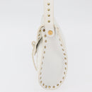 CELINE Shoulder Bag Leather Gold White Auth 179057-3
