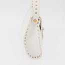 CELINE Shoulder Bag Leather Gold White Auth 179057-4