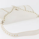CELINE Shoulder Bag Leather Gold White Auth 179057-6