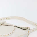 CELINE Shoulder Bag Leather Gold White Auth 179057-8
