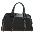 FENDI Zucchino Canvas Hand Bag Brown Silver Auth 179058V-1